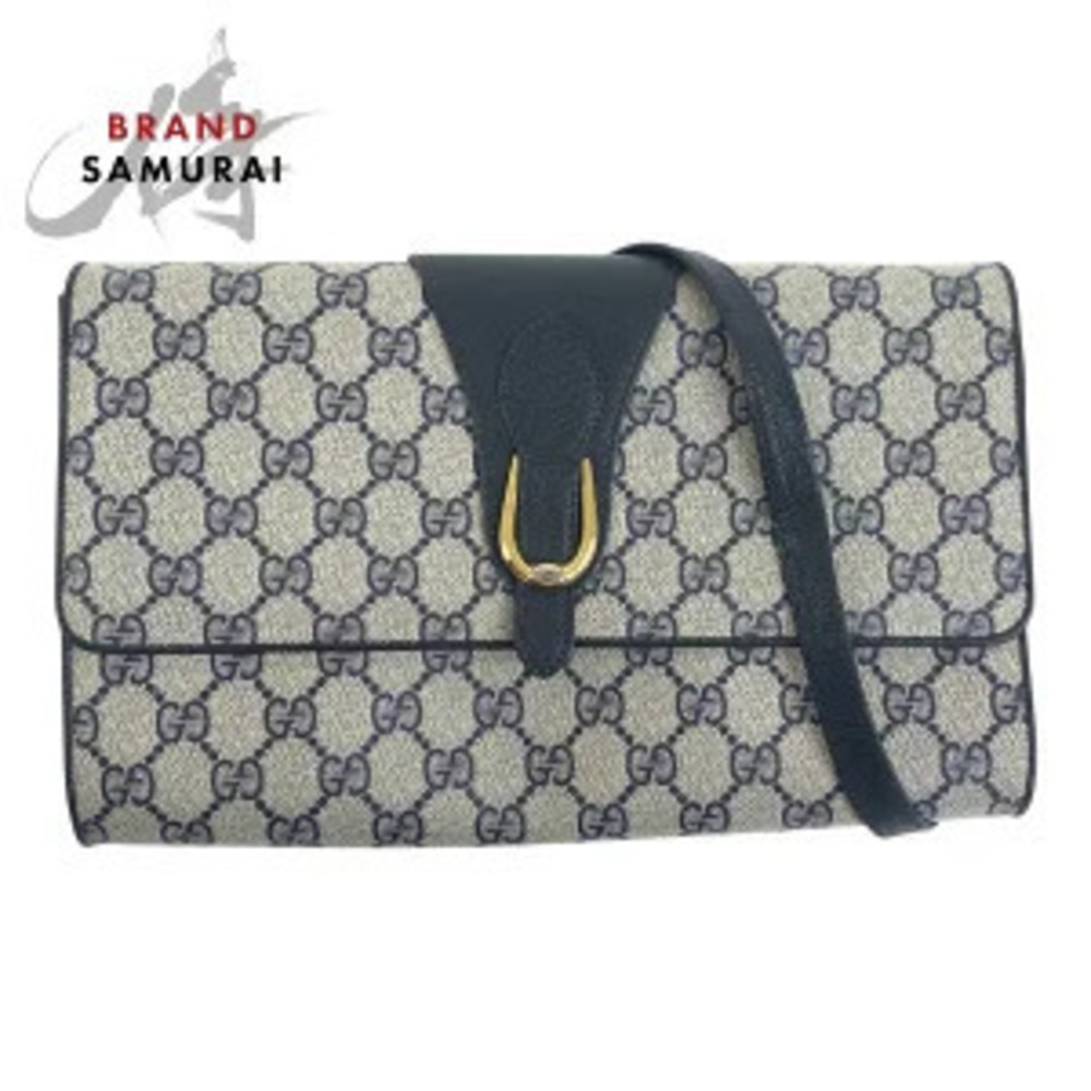 Gucci Navy Blue Gray GG Supreme Canvas Shoulder Bag